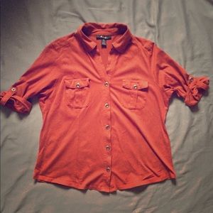 Orange button up shirt